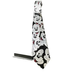 Vintage Balancine The Tie Works Disney Mickey Mouse Neck Tie Black White Silk